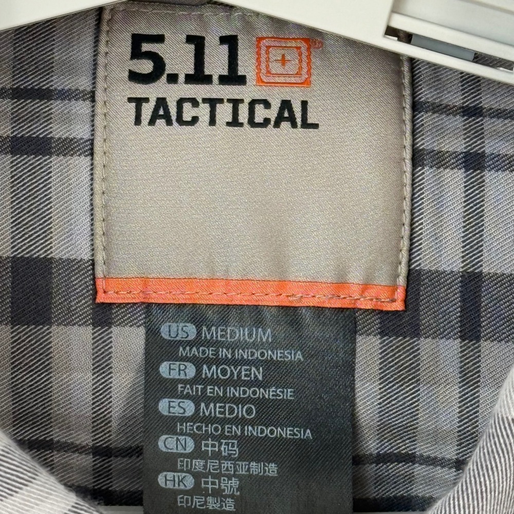 511 Tactical Mens Medium Long Sleeve Plaid Snap Button Shirt US Military Utility - Picture 6 of 6